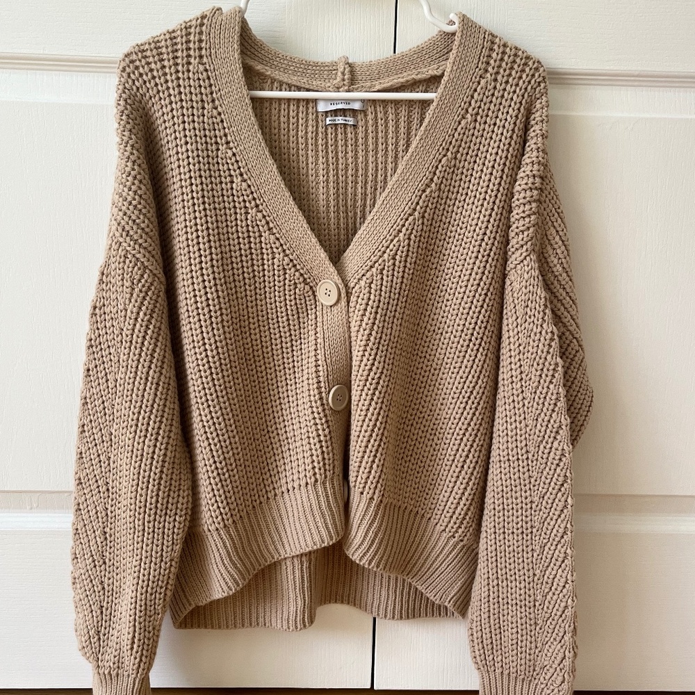 Beige Crocheted Cardigan